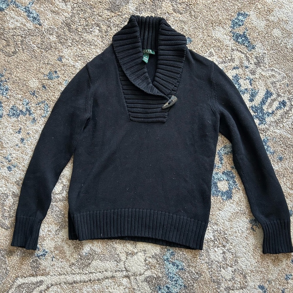 Black Ralph Lauren Shawl Collar Sweater size M